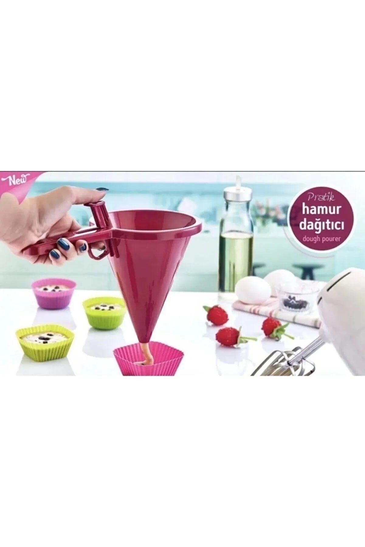 Multi-Purpose Dough Dispenser Funnel and Measuring Cup