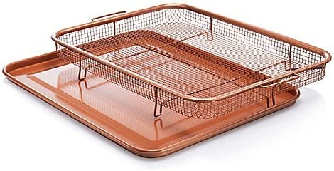 2PCS Copper Infused Multi-Purpose Crisper Tray Air Fryer Oven Grill Tray