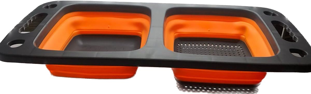 Double Compartment Foldable Silicone Drain Basket