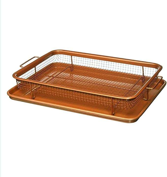 2PCS Copper Infused Multi-Purpose Crisper Tray Air Fryer Oven Grill Tray