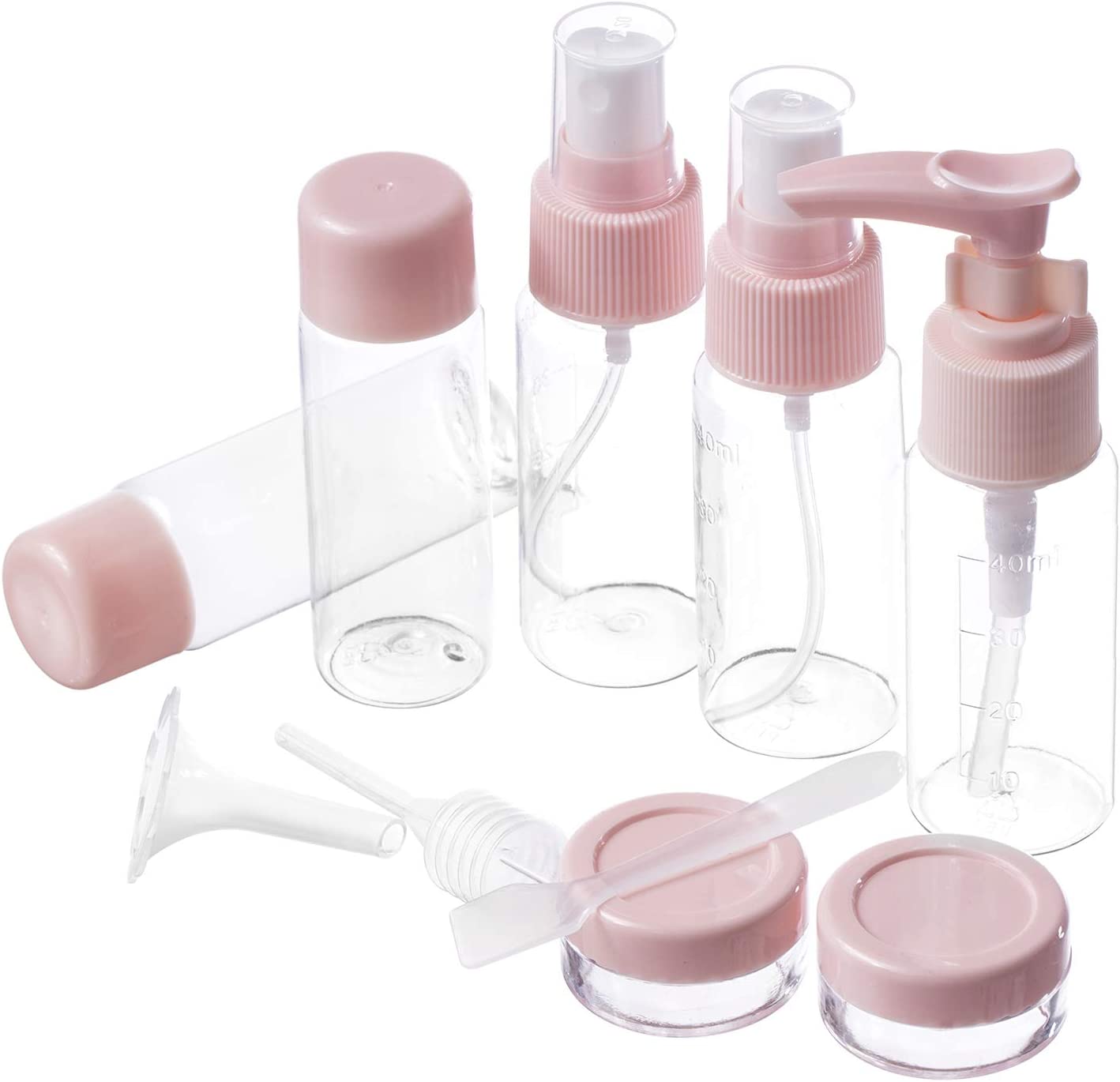 Travel Bottles Kit Leak Proof Portable Toiletry Containers Set, Clear for Lotion, Shampoo, Cream, Soap, Set of 7