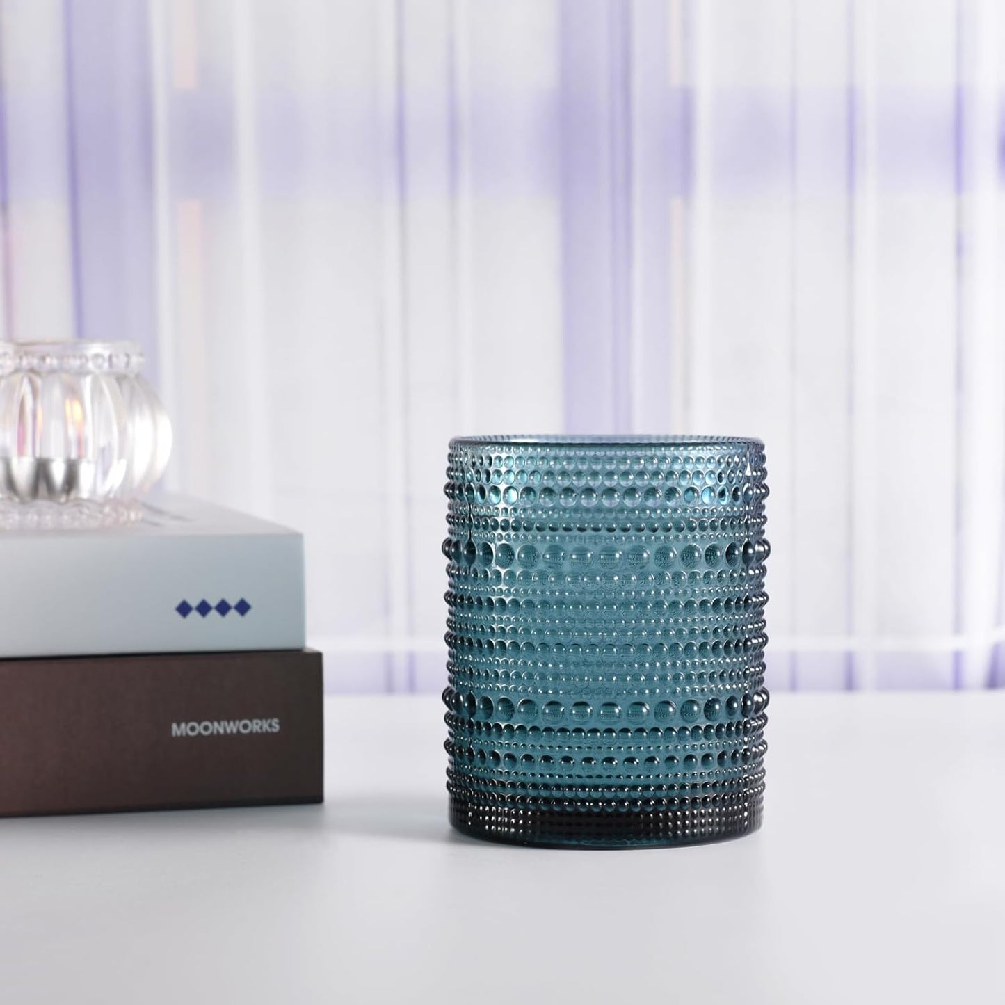 Multicolor Drinking Glasses 330ml Embossed Colored Glassware