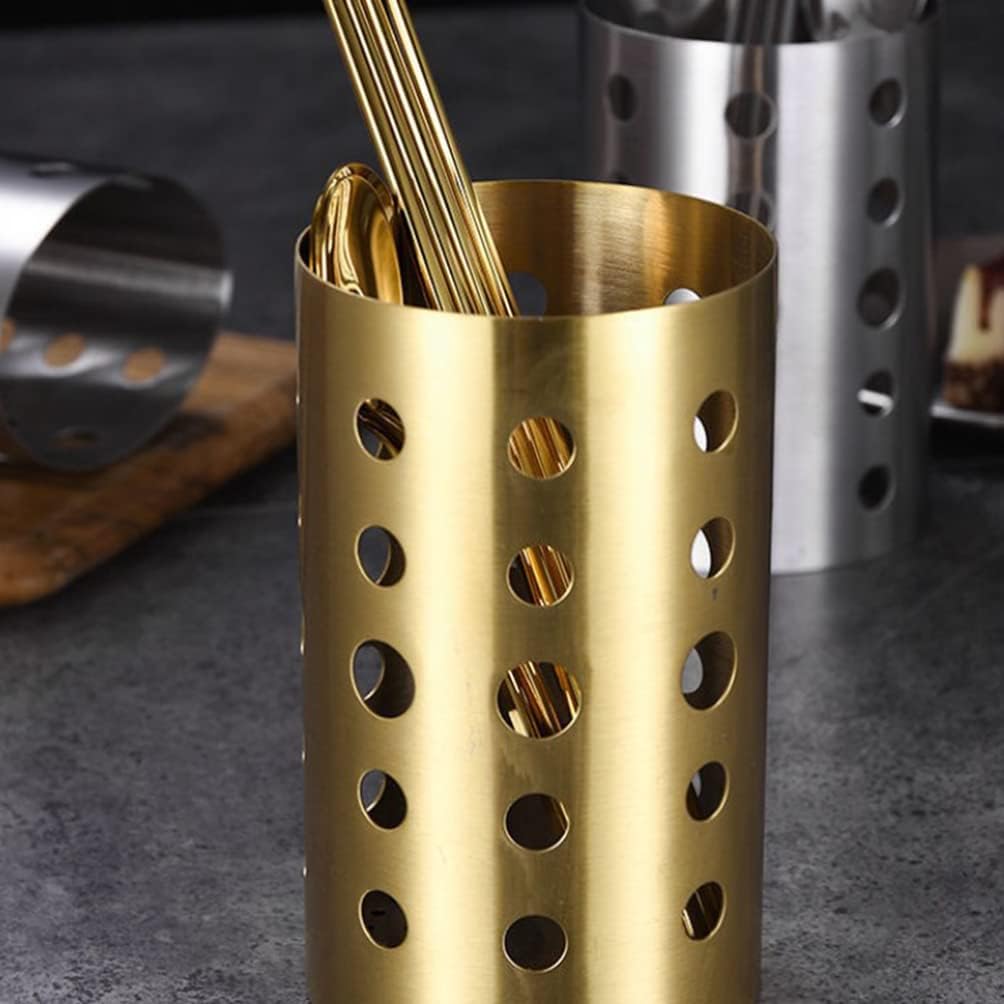 Gold Stainless Steel Kitchen Utensil Holder