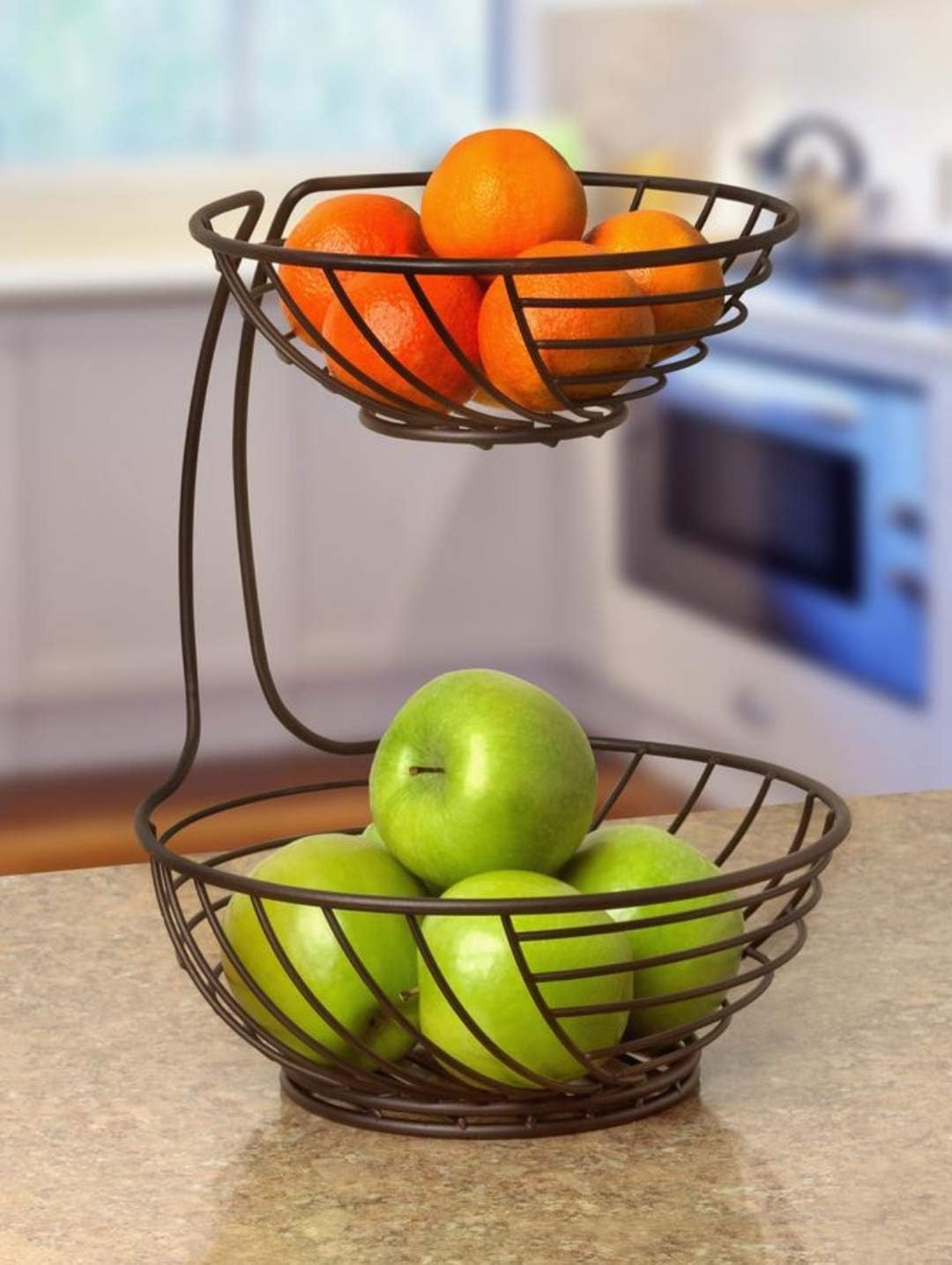 Cast iron Wire Two Tier Fruit Basket Stand