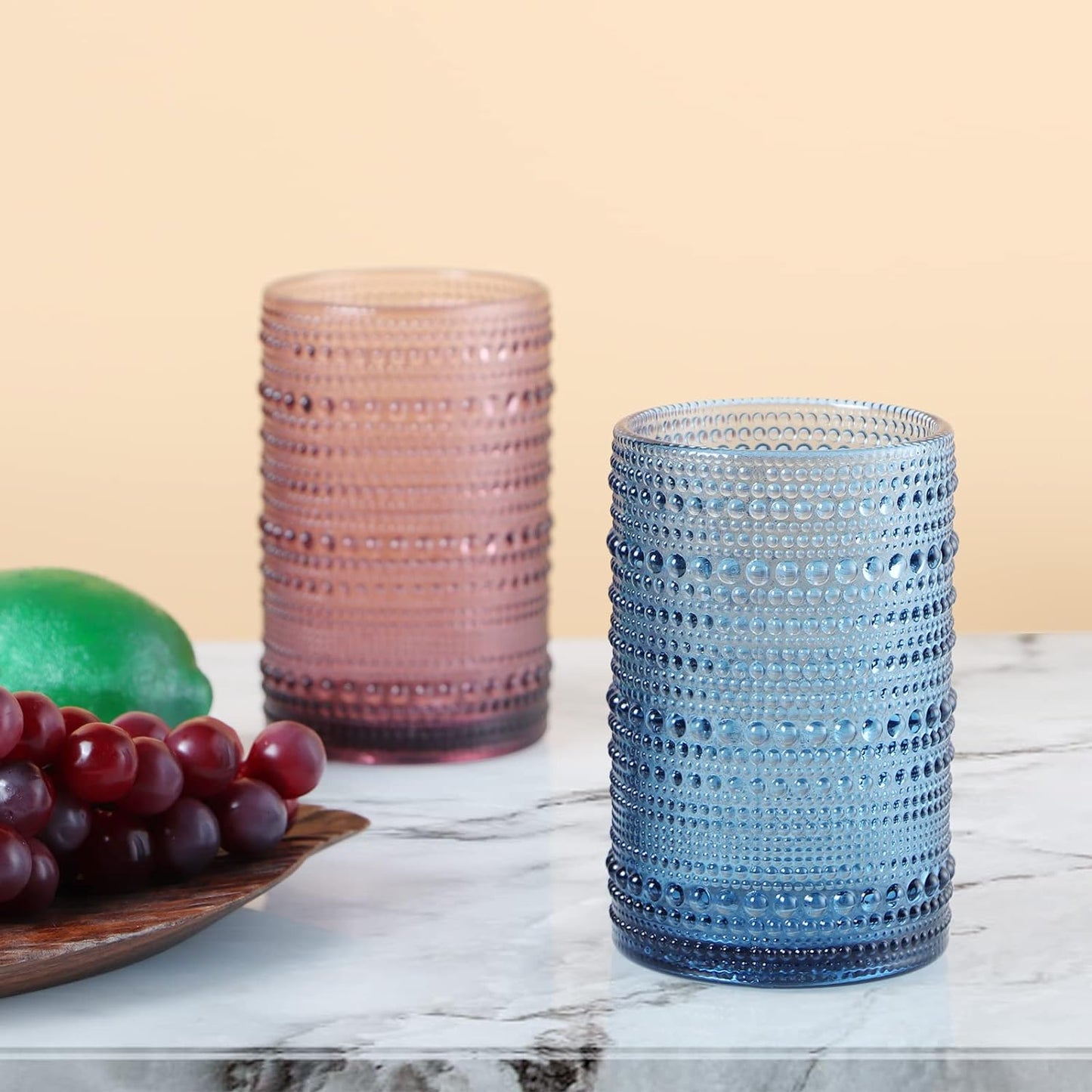 Multicolor Drinking Glasses 400ml Embossed Colored Glassware