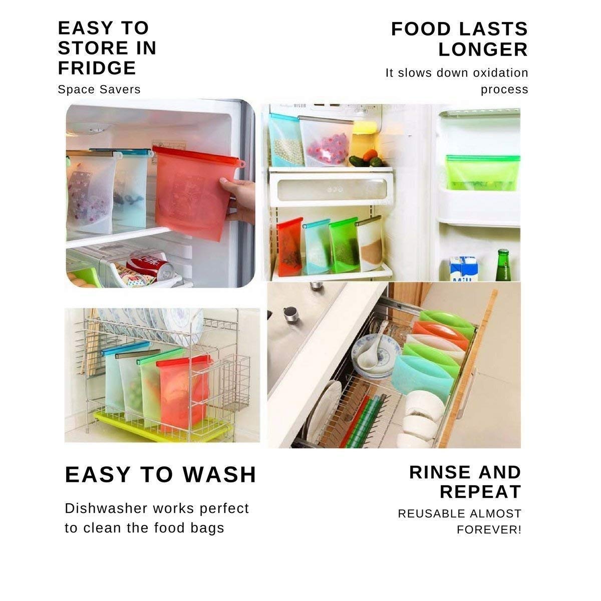 Reusable Silicone Food Storage Bags (1.5 Litres)