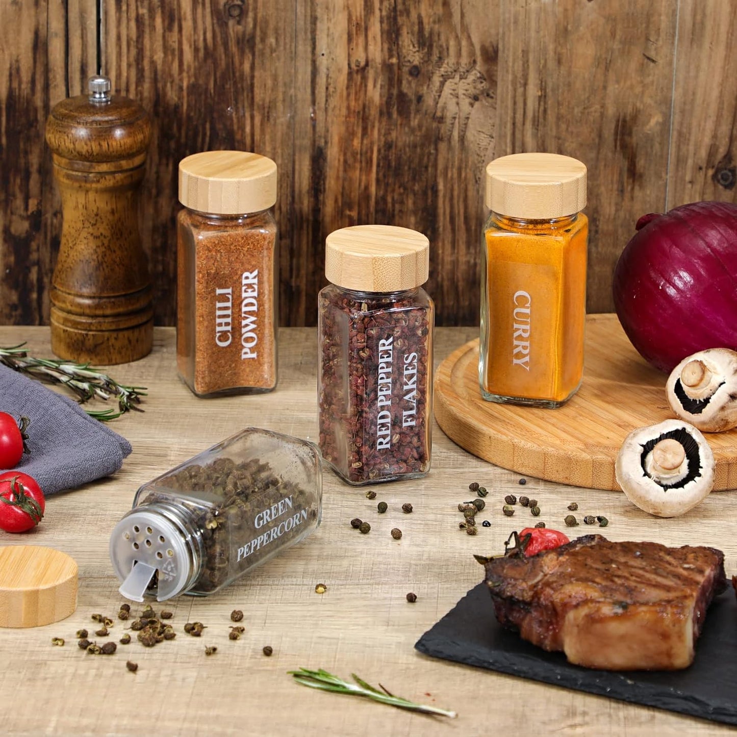 Set of 24 Spice Jars with Labels