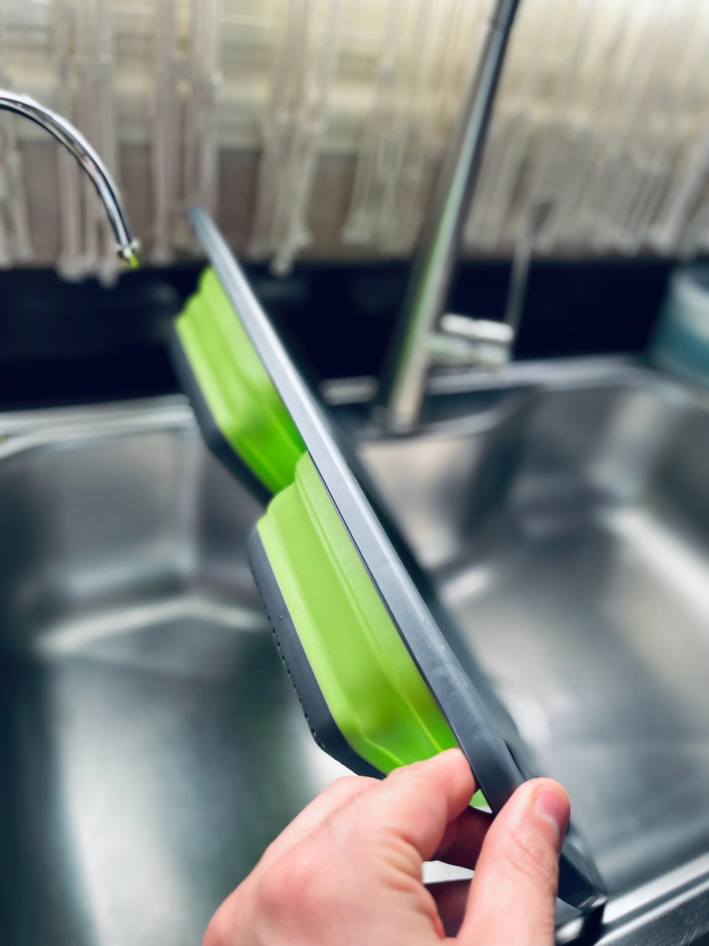 Double Compartment Foldable Silicone Drain Basket