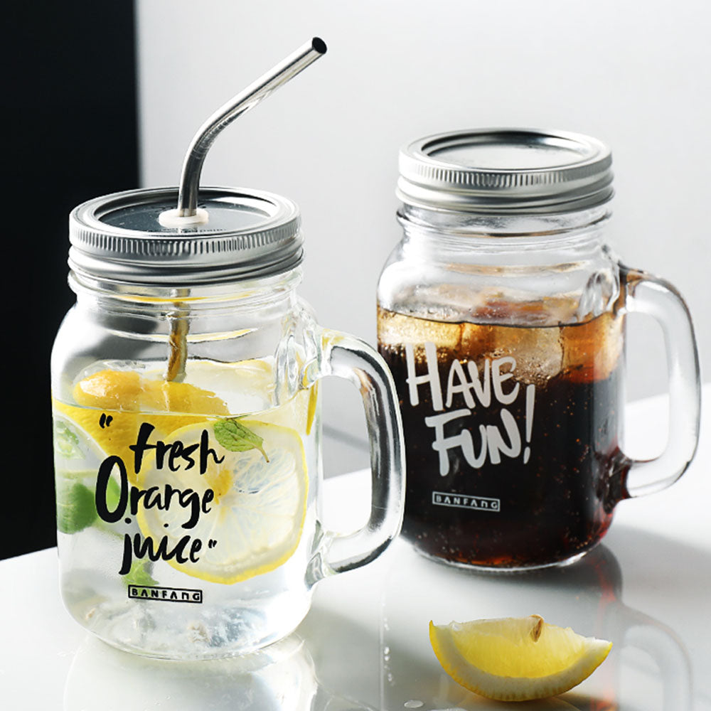 Glass Juice Mug with Straw