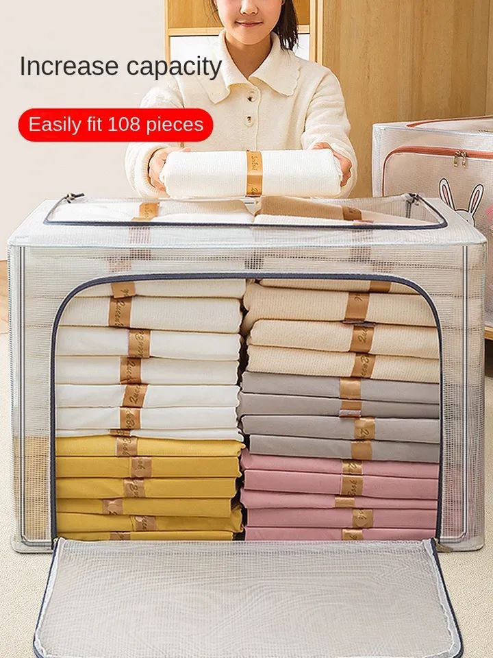 BIG Waterproof Transparent Clear Steel Collapsible Folding Storage Box