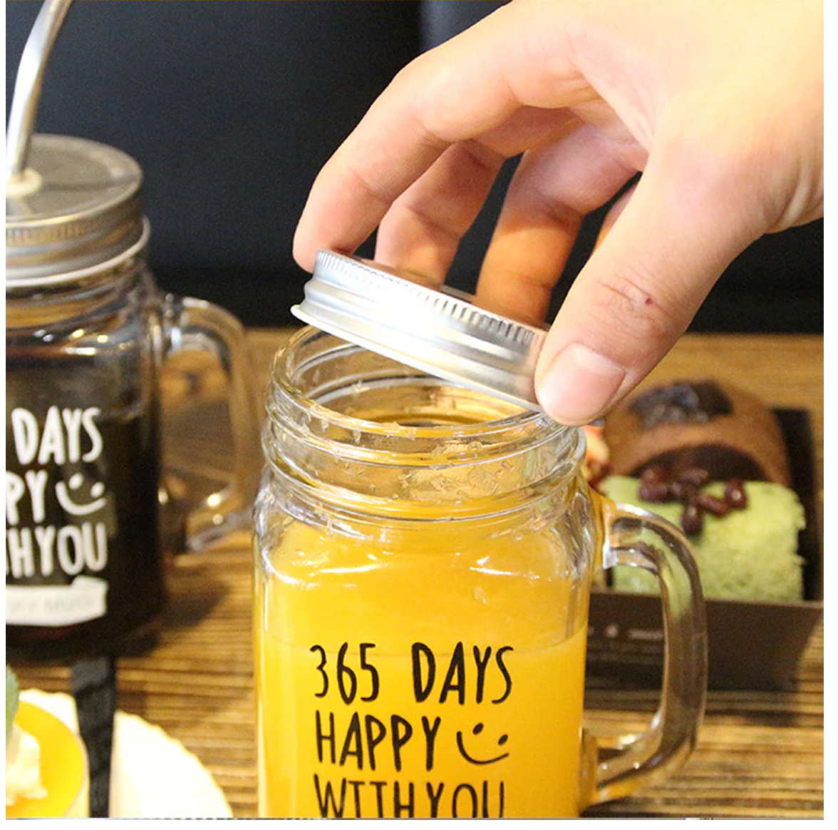 Glass Juice Mug with Straw