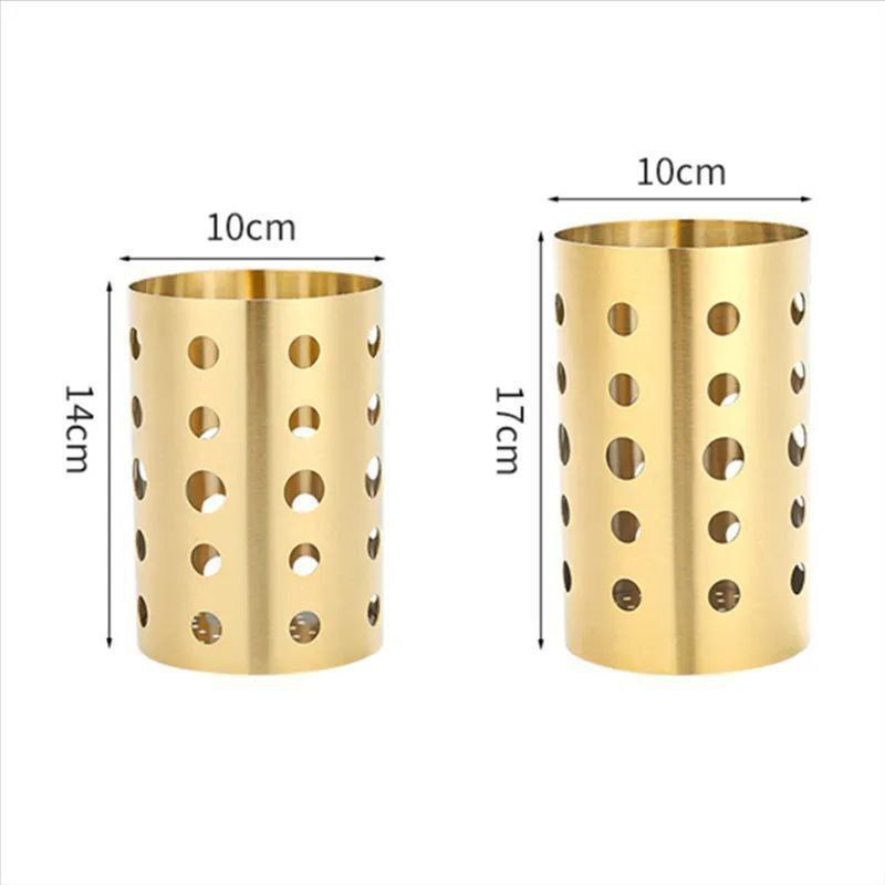Gold Stainless Steel Kitchen Utensil Holder
