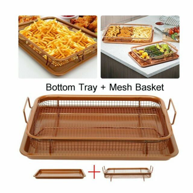 2PCS Copper Infused Multi-Purpose Crisper Tray Air Fryer Oven Grill Tray