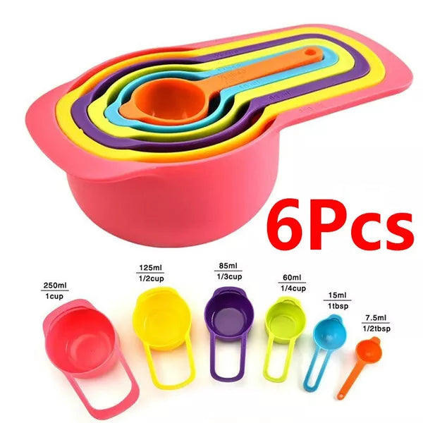 Set of 6 PCS Plastic Measuring Spoons Cup