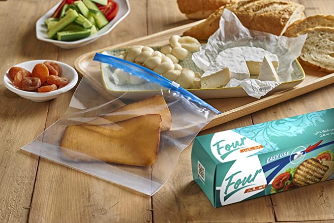 Four El Slider- One Pack of Small Ziplock Plastic Bags, Food Safe, Easy Slider,Clear, 30 bags, Size 18 cm x 21 cm