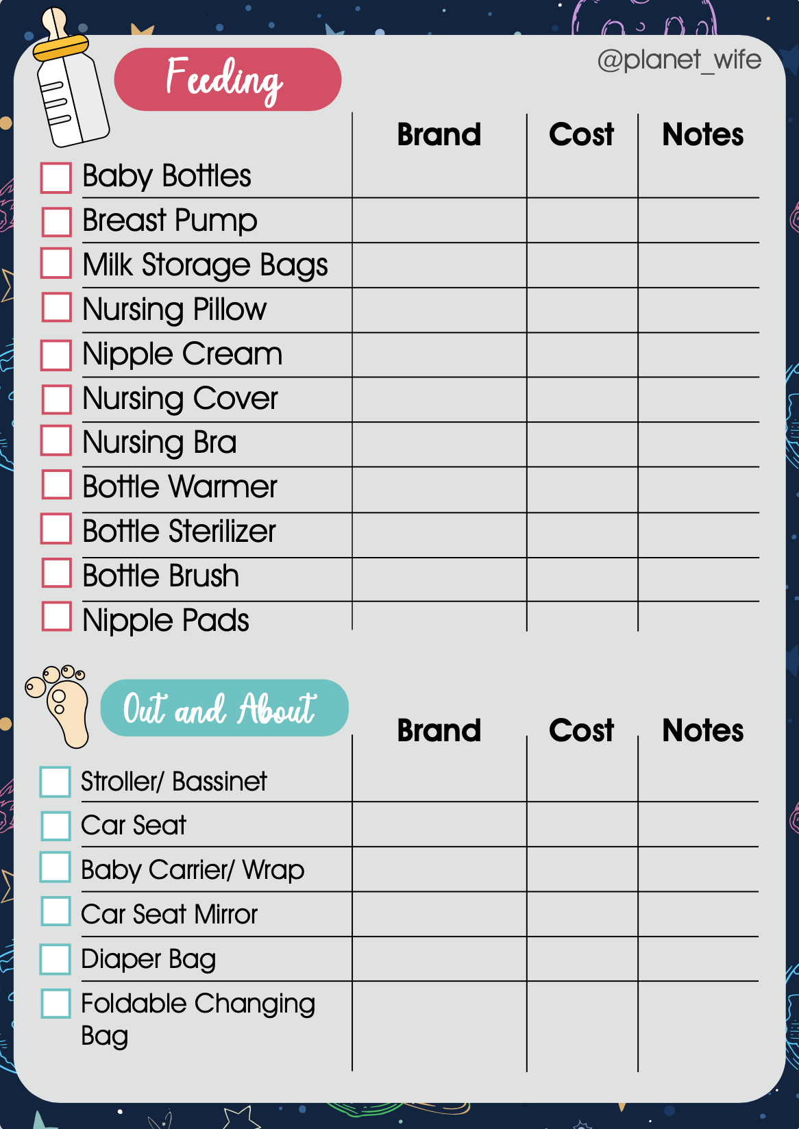 Newborn Baby Shopping Checklist