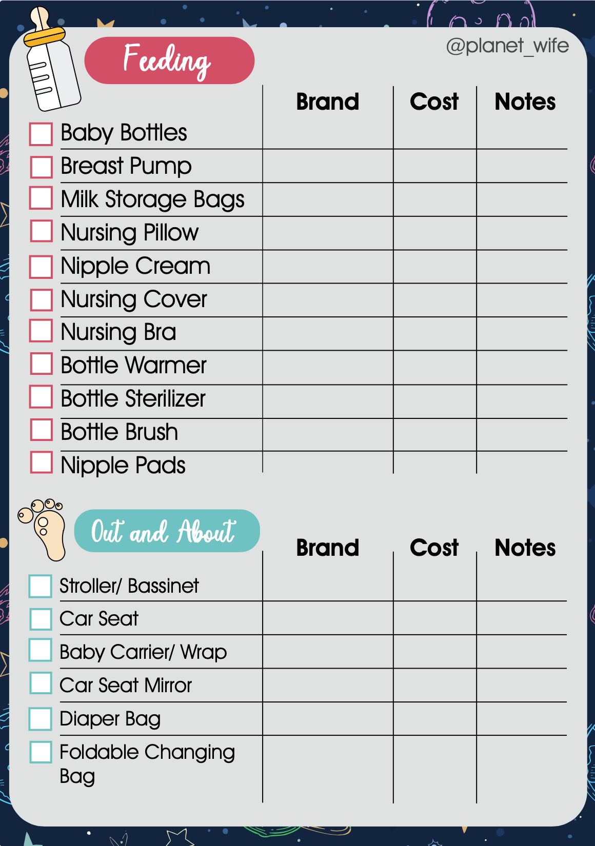 Newborn Baby Shopping Checklist