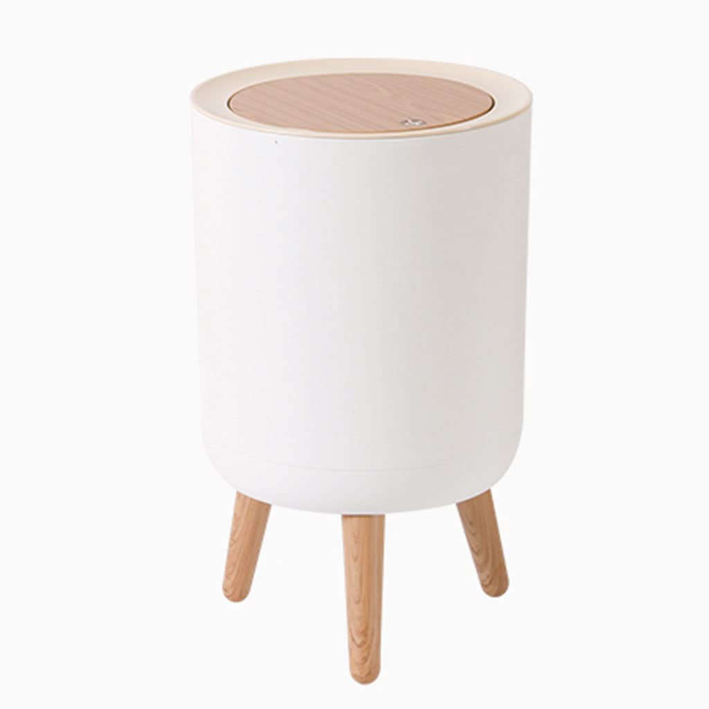 Push Top Trash Can with Lid 7L Press-Type High Foot Trash Can for Easy Opening and 90° Open Lid Suitable for Bathroom and Living Room