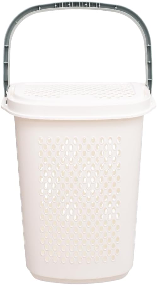 Aksa Lundry Basket with Lid and Wheels - White
