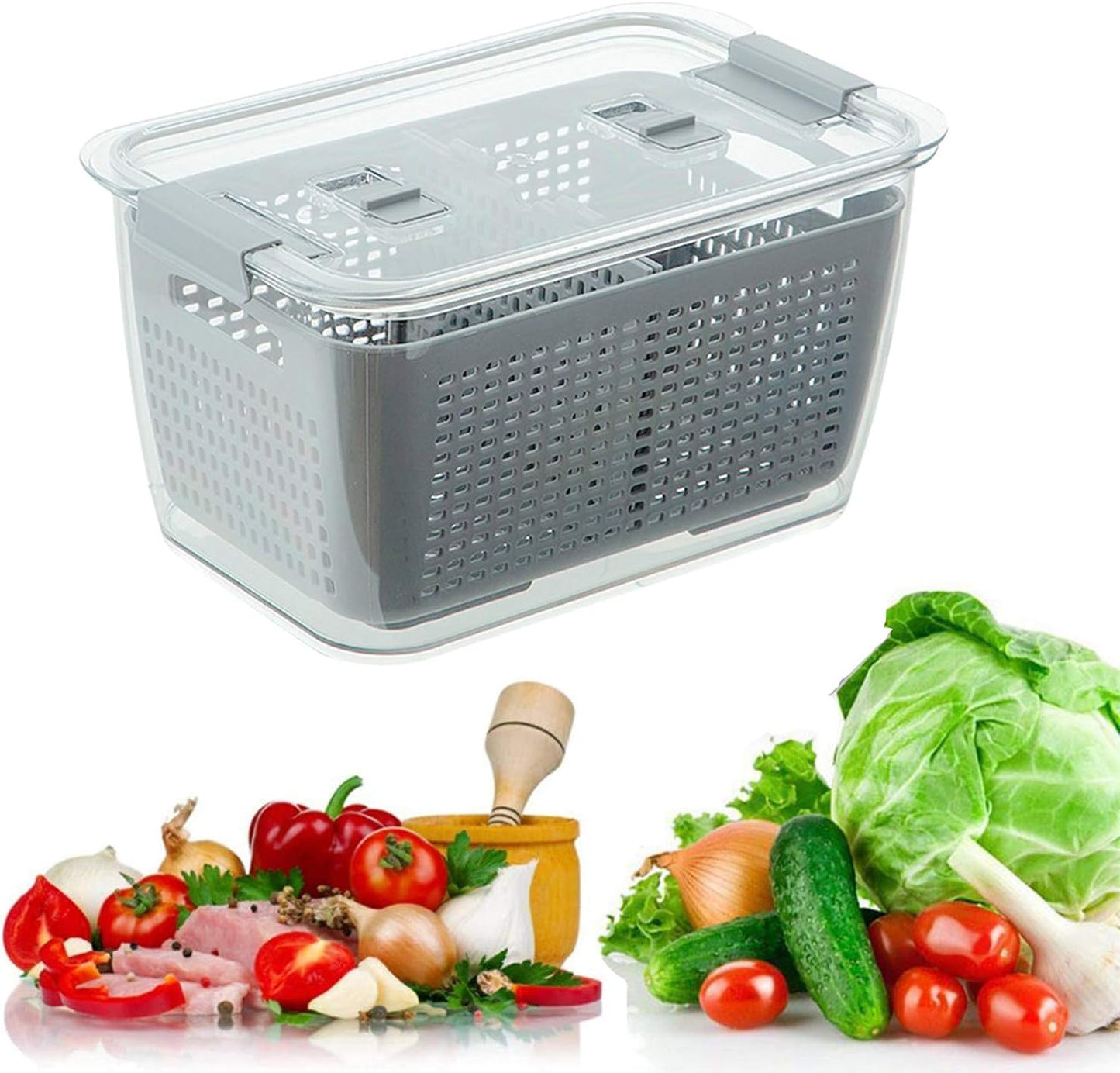 Large Food Storage Containers Fridge Drip Basket With Lid