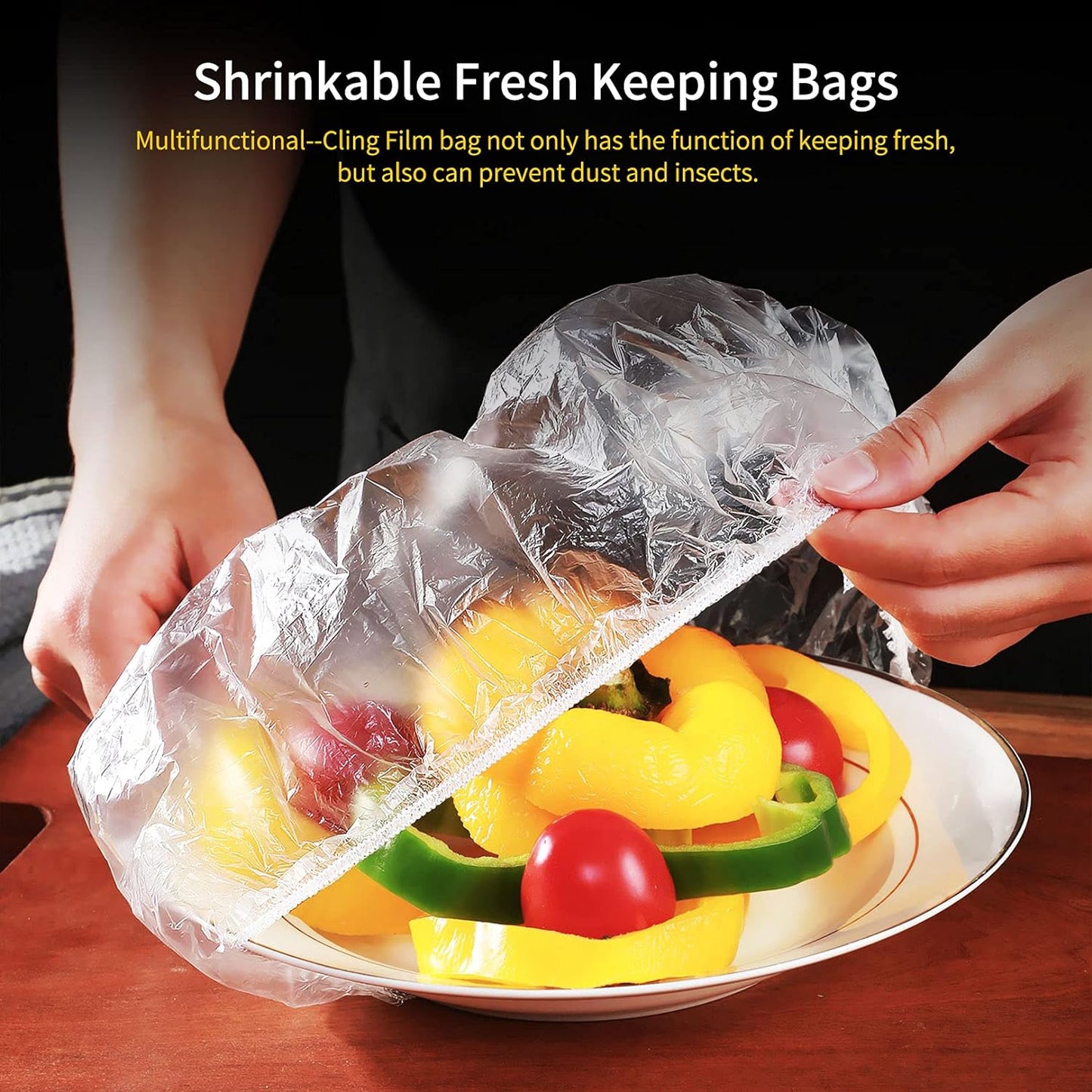 100PCS Fresh Keeping Bags,Elastic Plastic Food Storage Covers
