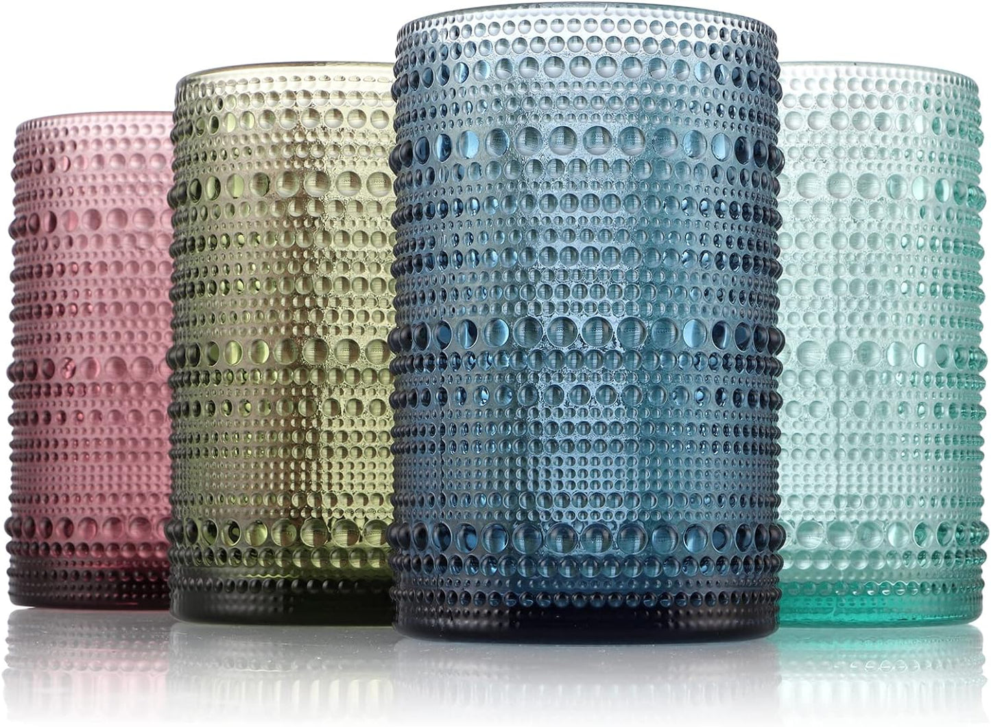 Multicolor Drinking Glasses 400ml Embossed Colored Glassware