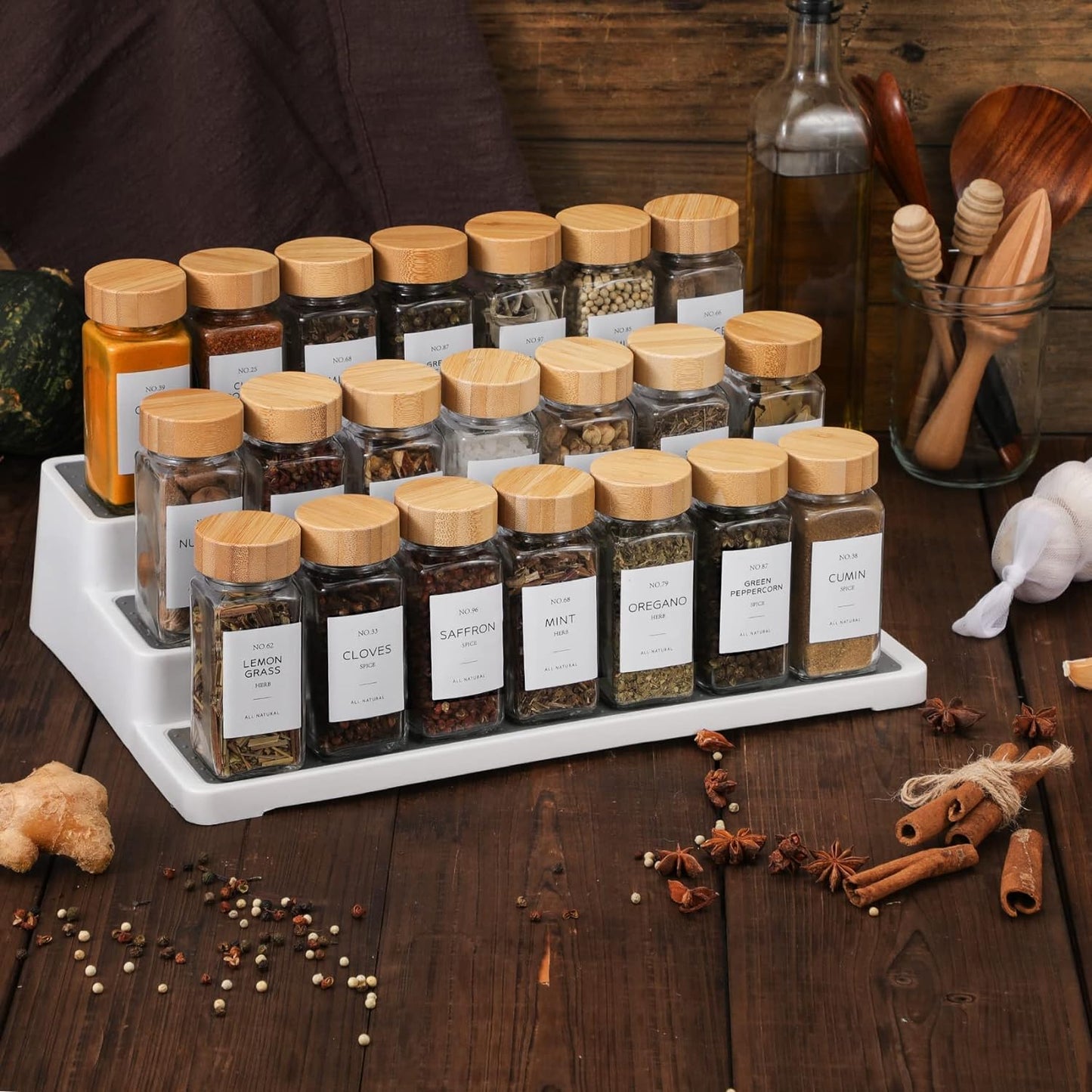 Set of 24 Spice Jars with Labels