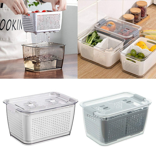 Food Storage Containers Fridge Drip Basket With Lid Large