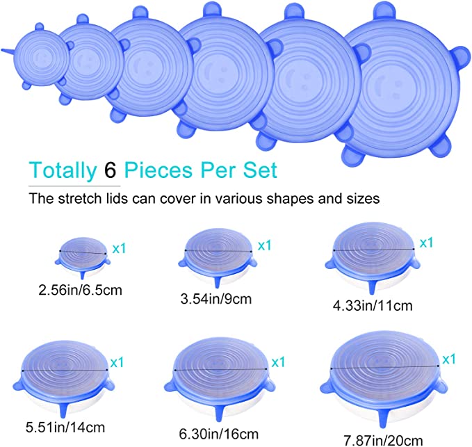 6PCS Silicone Stretch Lids Food Covers