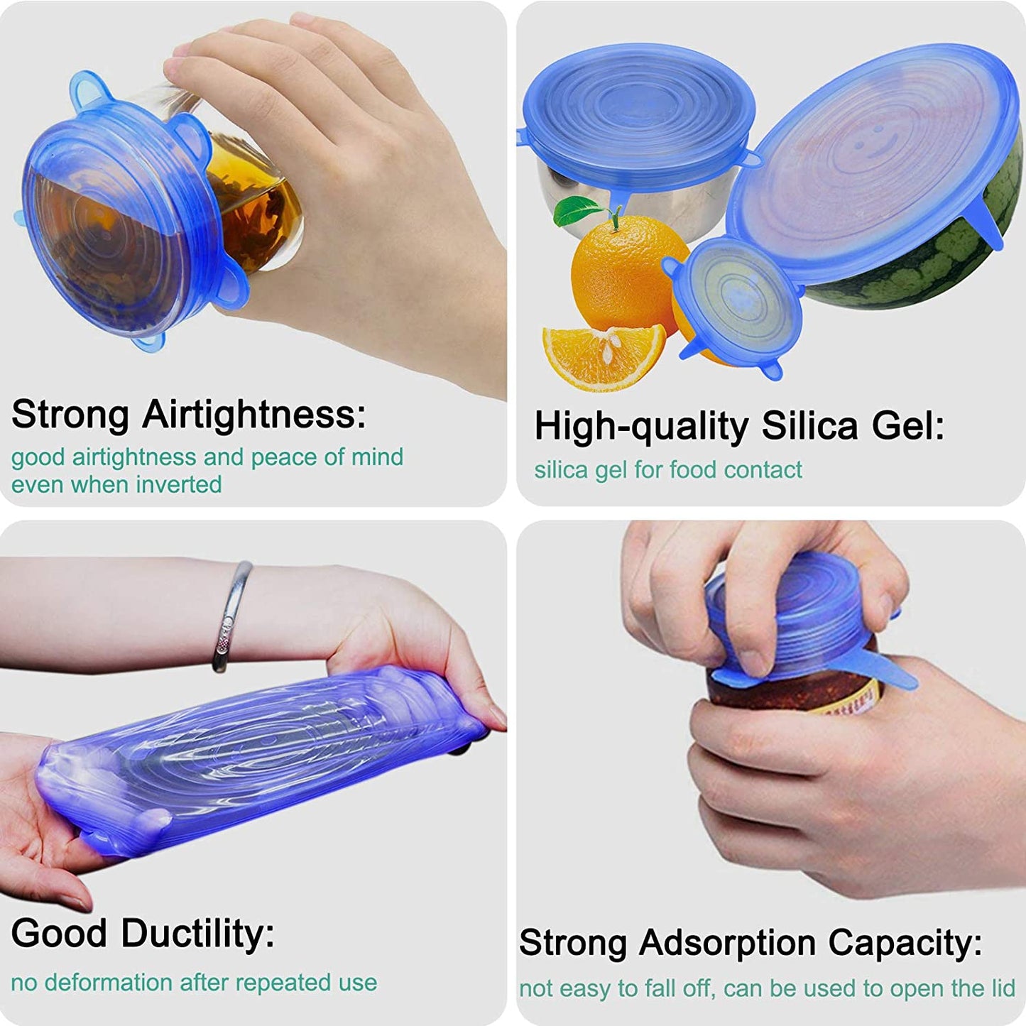 6PCS Silicone Stretch Lids Food Covers